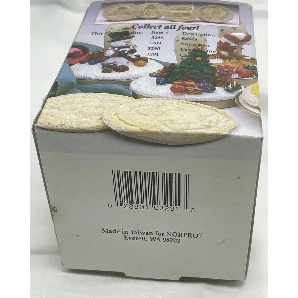 Vintage Norpro Christmas Tree Hand Painted Cookie Stamp 5” In Box